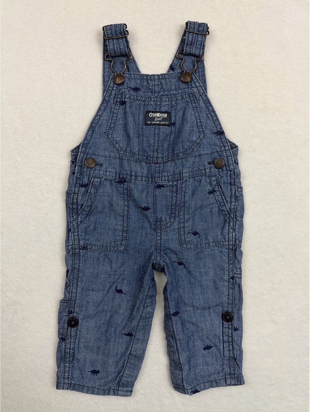 Oshkosh B'Gosh Blue Dinosaur Boys' Overalls, 6 Months